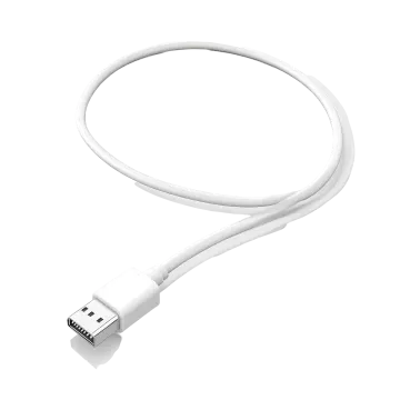 a white usb cable that is connected to an iphone