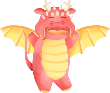 a cartoon dragon with horns and wings