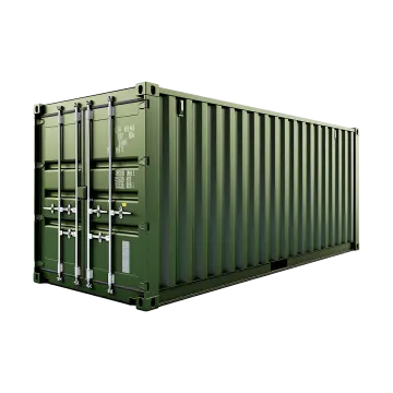 a green shipping container on a white background