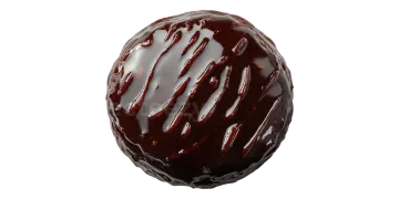 a chocolate covered chocolate ball on a white background