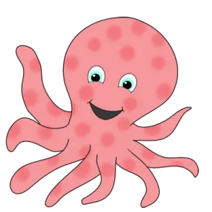 a pink octopus with polka dots on it