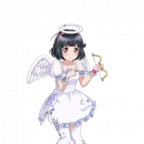 an angel with a bow and a bow sticker