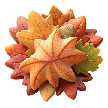 a pile of autumn leaves on a white background