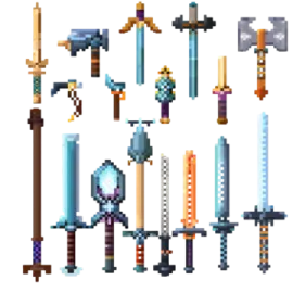 a set of different types of swords