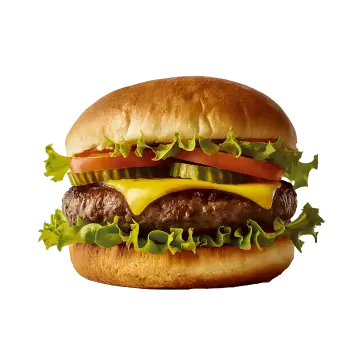 a hamburger on a white background