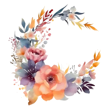a watercolor floral wreath on a white background