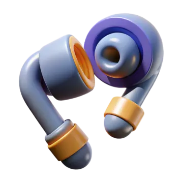 a pair of earphones on a white background