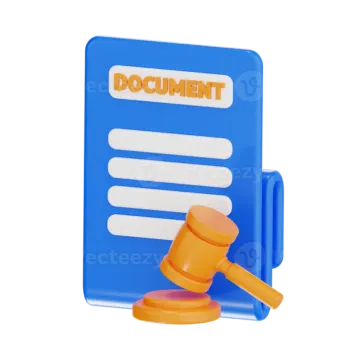 a blue document with a gavette on it