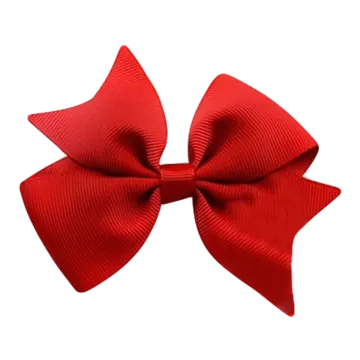 a red bow on a white background