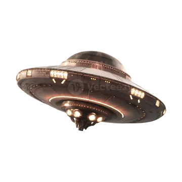 an alien ship flying in the sky
