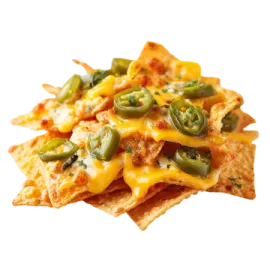 a close up of a torta with cheese and green peppers on top