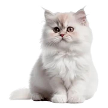 a white kitten sitting down with its eyes open