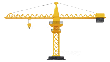 a yellow crane on a white background