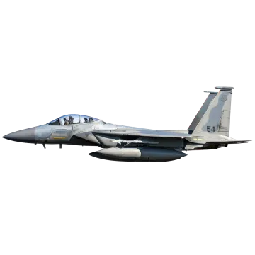 a jet flying in the sky on a white background