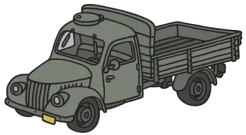 a green dump truck with a white background
