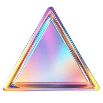 a colorful triangle shaped object on a white background