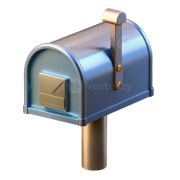 a blue mailbox on a white background