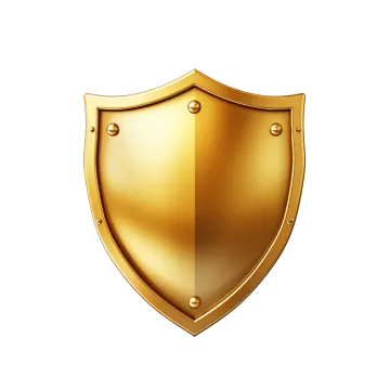 a golden shield on a white background
