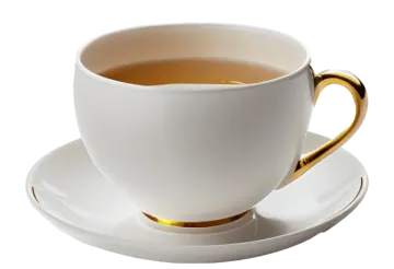 a cup of tea on a saucer