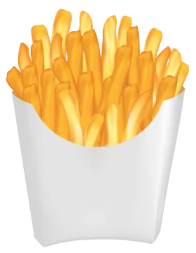 french fries in a paper box isolated on a white background