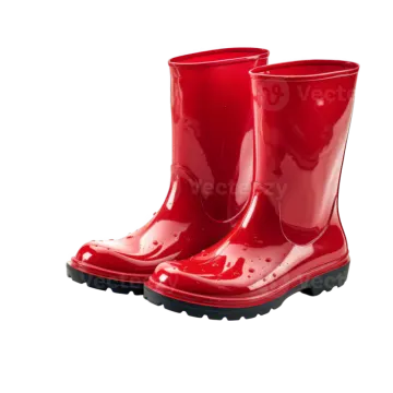 a pair of red rain boots on white background
