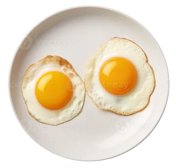 two fried eggs on a white plate