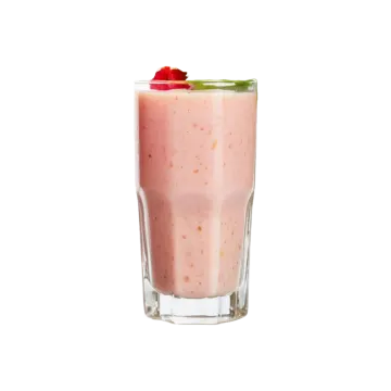 a glass filled with a strawberry smoothie