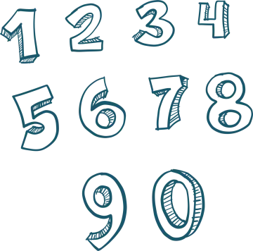 a set of numbers drawn in blue ink