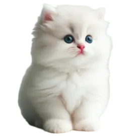 a white kitten with blue eyes sitting down