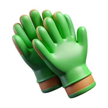 a pair of green gloves on a white background