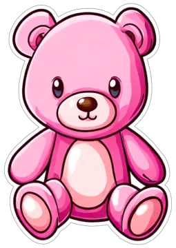 a pink teddy bear sticker on a white background