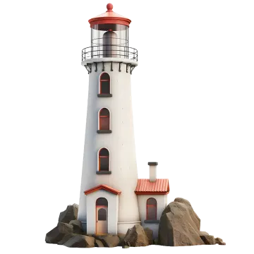 a white and red lighthouse