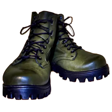 a pair of military boots on a white background