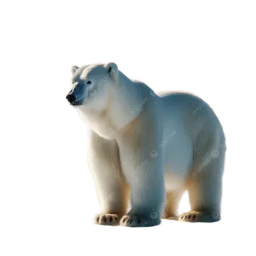 a polar bear standing in front of a white background