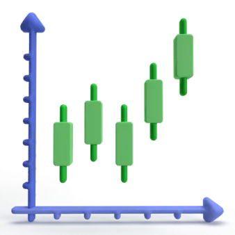 a blue and green bar chart on a white background
