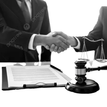 two men shaking hands over a gaven