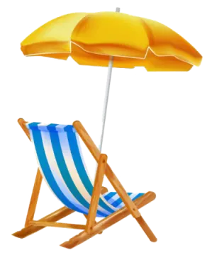 a beach chair with an umbrella