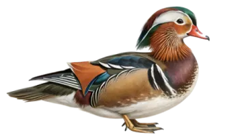 a mandarin duck on a white background