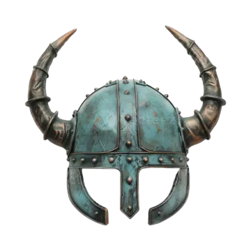 a bronze helmet with horns and horns