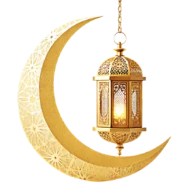 a crescent with a lantern hanging on it