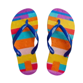 a pair of colorful flip flops