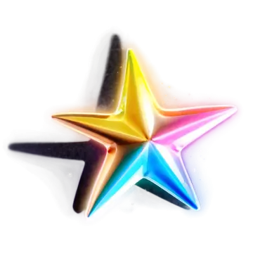 a rainbow colored star on a white background