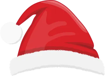 a red santa hat with white trim