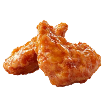 two pieces of chicken on a white background