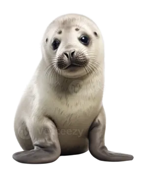 a baby seal on a white background