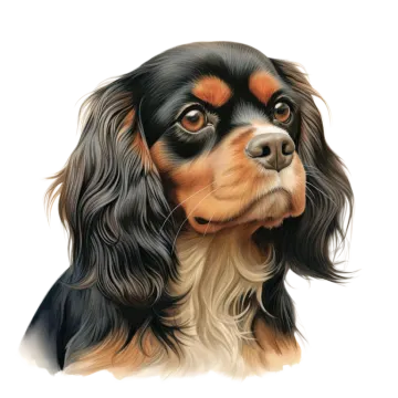 a painting of a dog with long hair
