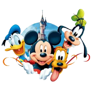 a group of mickey mouses and goofys