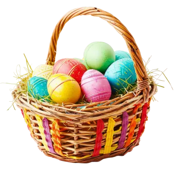 a basket filled with colorful easter eggs