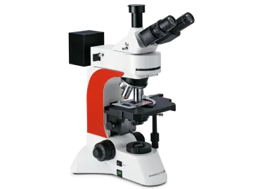 a microscope microscope with a red and white background