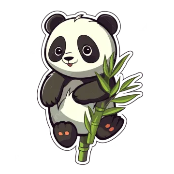 a panda bear sitting on top of a bamboo tree